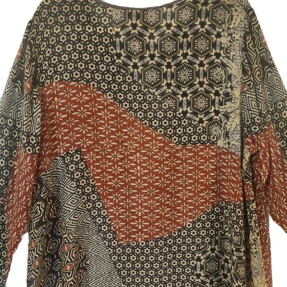 Johnny Was Breeland Geo Printed Tie Front Tunic XL Indie Core City Lightweight - Picture 8 of 9